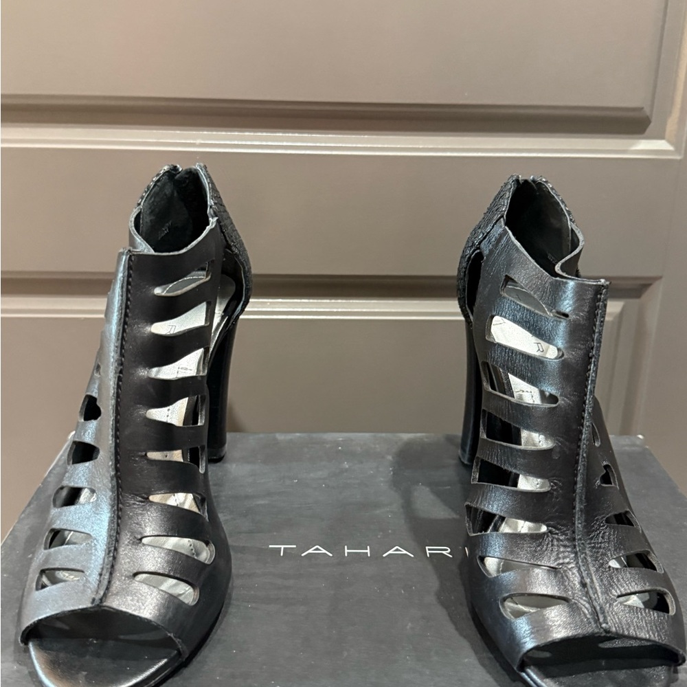 Tahari Black Cutout Heels